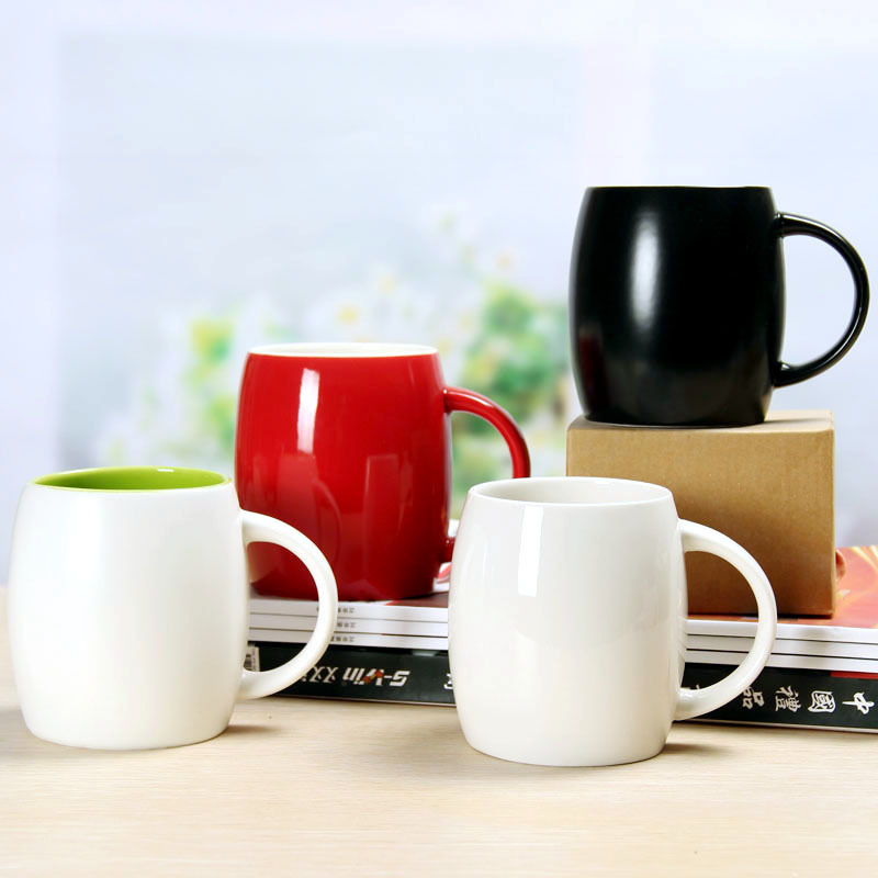 创意杯子陶瓷大容量水杯马克杯简约员工杯牛奶咖啡酒桶杯定制logo