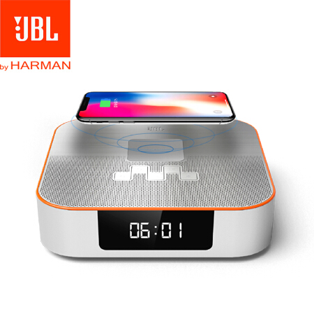 JBL无线蓝牙电脑音箱 手机无线充电迷你桌面音箱 闹钟收音机小音响定制  DCS3500
